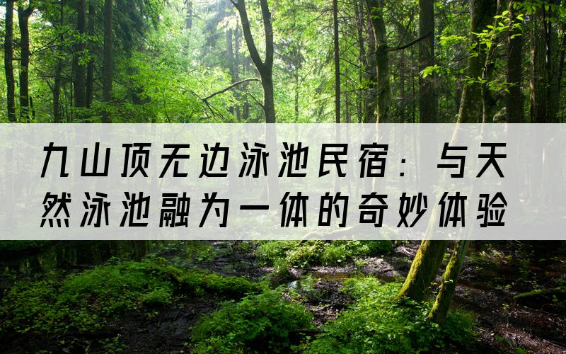 九山顶无边泳池民宿：与天然泳池融为一体的奇妙体验