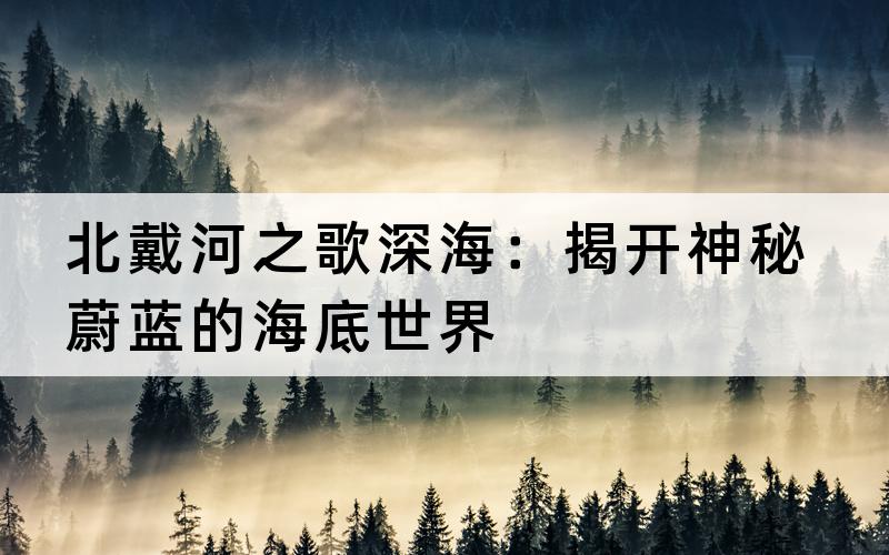 北戴河之歌深海：揭开神秘蔚蓝的海底世界